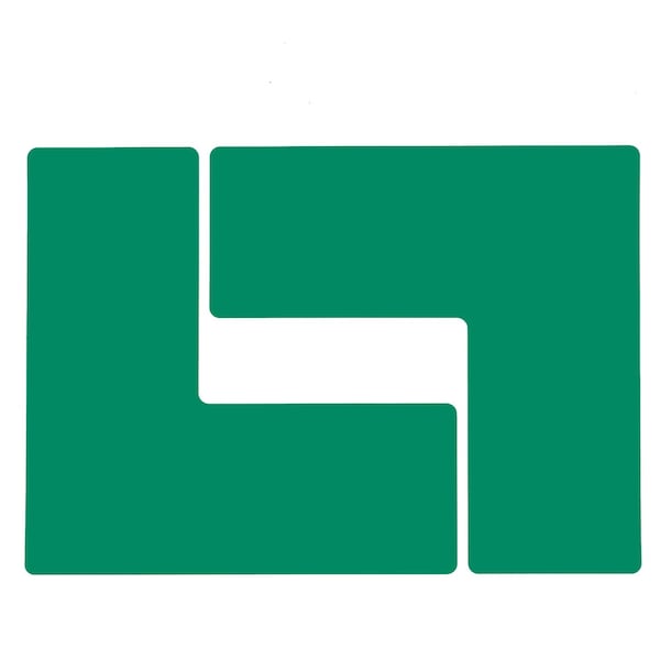 Brady ToughStripe Floor Marking Tape L-Shaped Corner Marks, Solid Color, Green, 4in x 10in, 20PK 104455 - main
