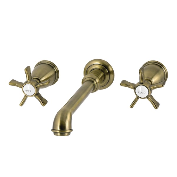 Kingston Brass Double-Handle Wall Mount Bathroom Faucet, Antique Brass KS7123NX - main