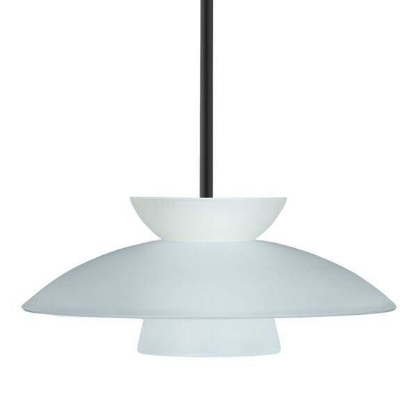 Besa Lighting Besa Trilo 15 Stem Pendant, Frost, Black Finish, 1x 9W LED 1TT-451325-LED-BK - main