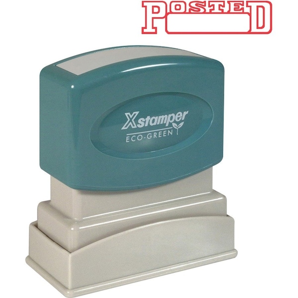 Shachihata Xstamper Pre-Inked Message Stamp, POSTED, Date, 1-5/8" x 1/2", Red 1211 - main