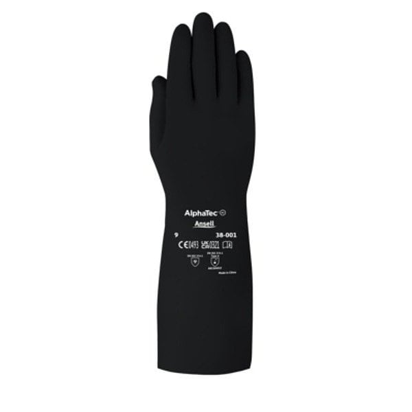 Ansell AlphaTec(R) 38-001 Chemical Resistant Gloves, Butyl, 14 in L, 14 mil, Black, 7, 1 PR 38001 - main