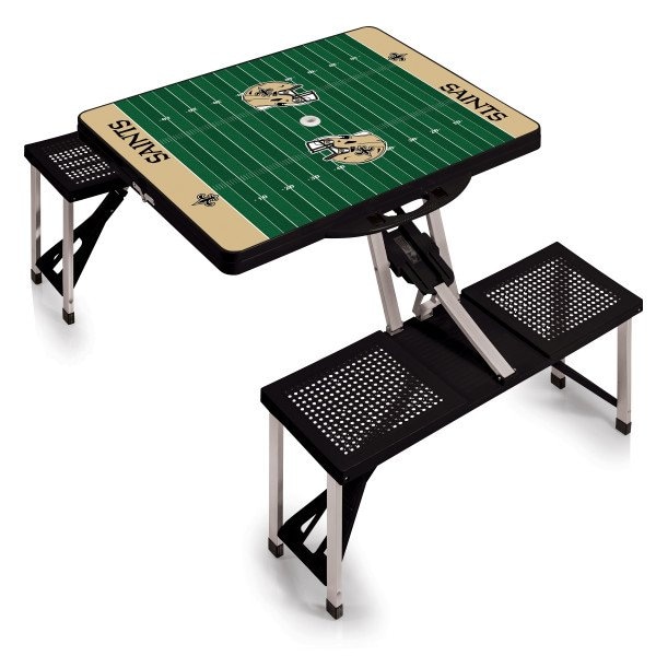 Picnic Time Family Of Brands New Orleans Saints - Football Field - Picnic Table Portable Folding Table with Seats, (Black) 811-00-175-205-2 - main