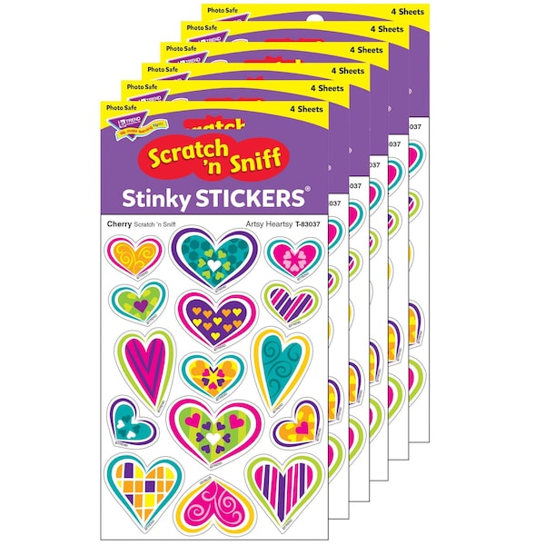 Trend Artsy Heartsy/Cherry Mixed Shapes Stinky Stickers, 60-Pice Set, 6PK T83037 - main