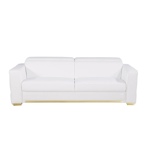 Homeroots 89" White Top Grain Leather Reclining Sofa And Storage 720404 - main