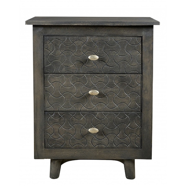 Homeroots 30" Gray Three Drawer Nightstand 488766 - main
