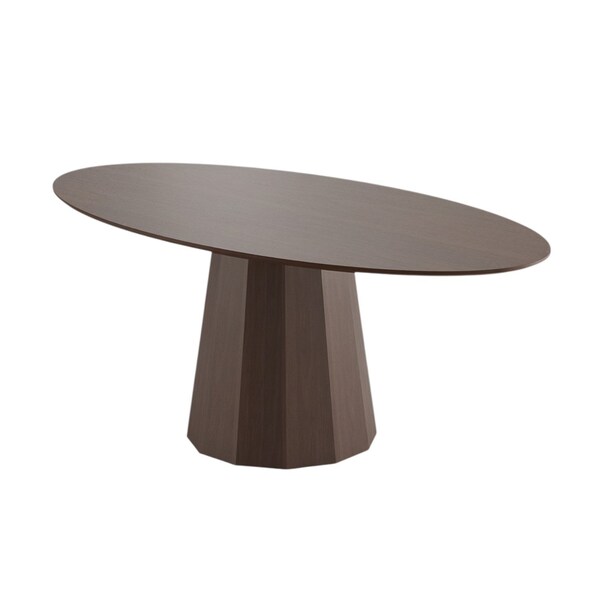 Homeroots 86" Walnut Solid Wood Double Pedestal Base Oval Dining Table 720698 - main