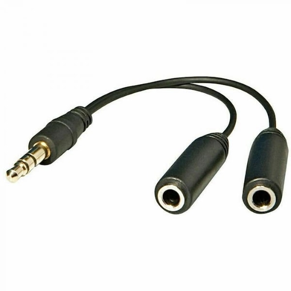 Sanoxy 6in. 1 Male to 2 Female Gold Plated 3.5mm Audio Y Splitter Headphone Cable Black SANOXY-CABLE125 - main