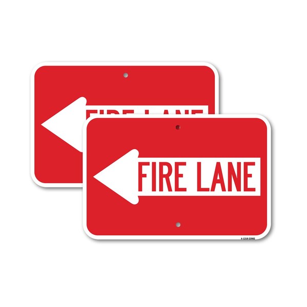 Signmission Fire Lane Left Arrow, 18'' X 24'' 2 Signs, Heavy Gauge Aluminum, 2PK A-1824-2PACK-23982 - main