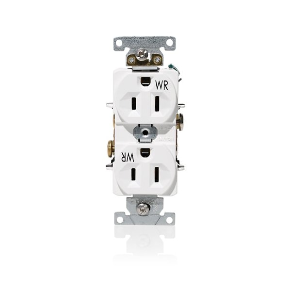 Leviton PlugsandRcptcls, 15A, 125VAC, Wht, Nylon, PK1 WBR15-W - main
