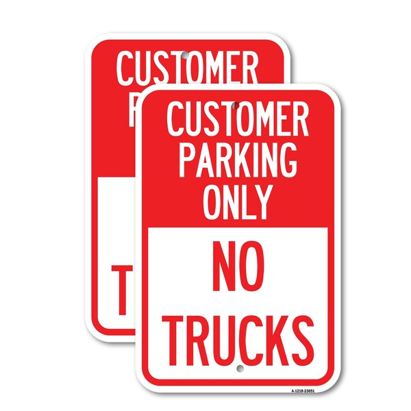 Signmission Reserved Parking Sign Customer Parking Only, No Trucks, 18'' X 24'', Heavy Gauge Aluminum, 2PK A-1824-2PACK-23051 - main