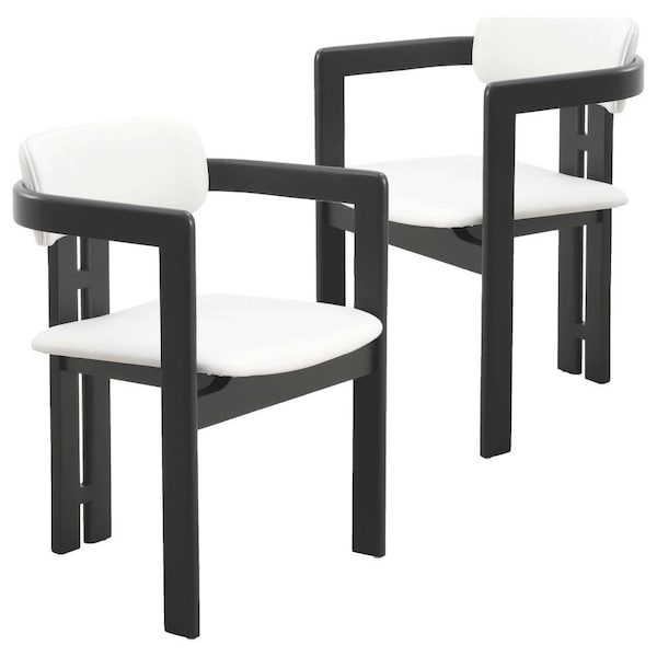 Leisuremod Velo Series Modern Dining Chair in Black Wood with Off White Seat, 2PK VCBL-51OW-2 - main
