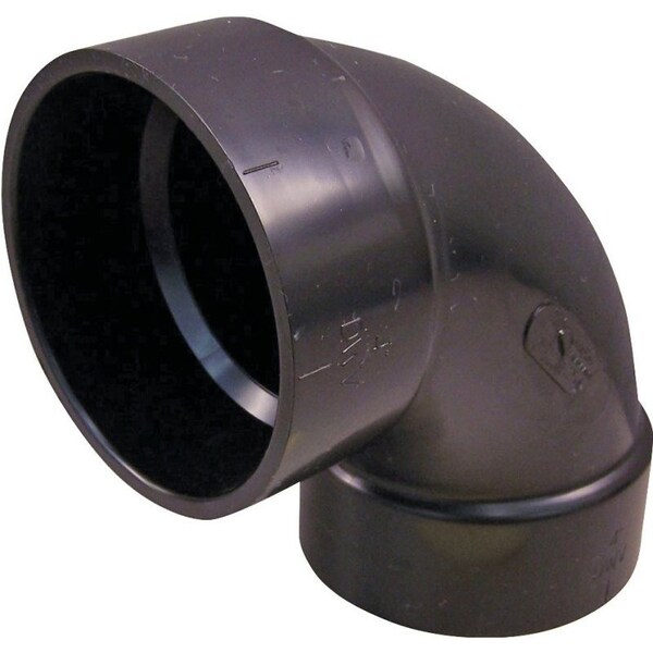 Genova CANPLAS Sanitary Pipe Elbow, 2 in, Hub, 90 deg Angle, ABS, Black 102252LBC - main