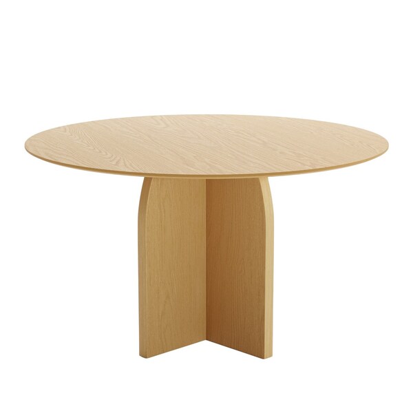 Homeroots 52" Beige Solid Wood Pedestal Base Round Top Dining Table 712169 - main