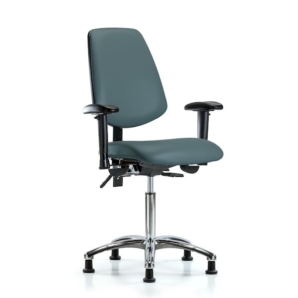 Blue Ridge Ergonomics Medium Bench Chair Adjustable Arms, 22" to 29" Height, Vinyl, Colonial Blue BR-VMBCH-MB-CR-T0-A1-NF-RG-8546 - main