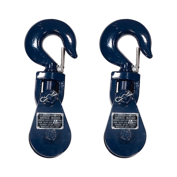 Mytee Products Snatch Block w/Hook WLL 3 Ton 3 in Sheave 3/8 inWire Rope Wrecker Roll Recovery, 2PK SB3-3x2 - main