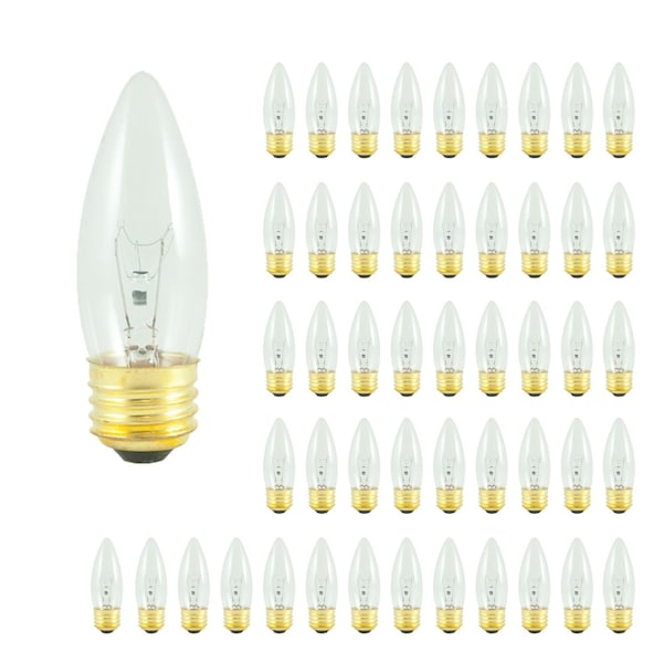 Bulbrite 40-Watt B10 Clear Dimmable Warm White Light Incandescent Light Bulb, 50PK 861106 - main