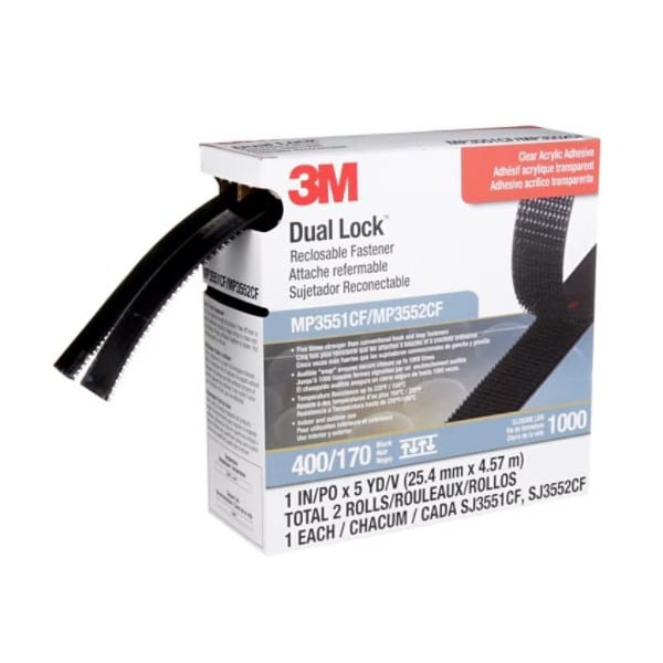 3M Dual Lock Reclosable 5 Pk Fastener Mp3551Cf/Mp3552Cf, Blk 1 In X 5 Yd, 5PK MP3551/MP3552 - main