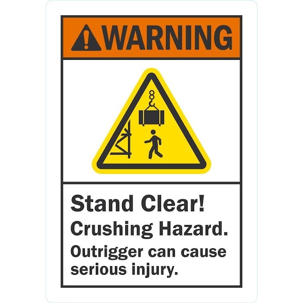 Lyle Stand Clear! Crushing Hazard, Outrigger Can Cause Serious In, 3.5x5, Non-Reflective, White G-14621-ND_3.5x5 - main