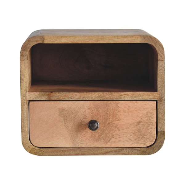 Homeroots 12" Oak Solid Wood One Drawer Floating Nightstand 653824 - main