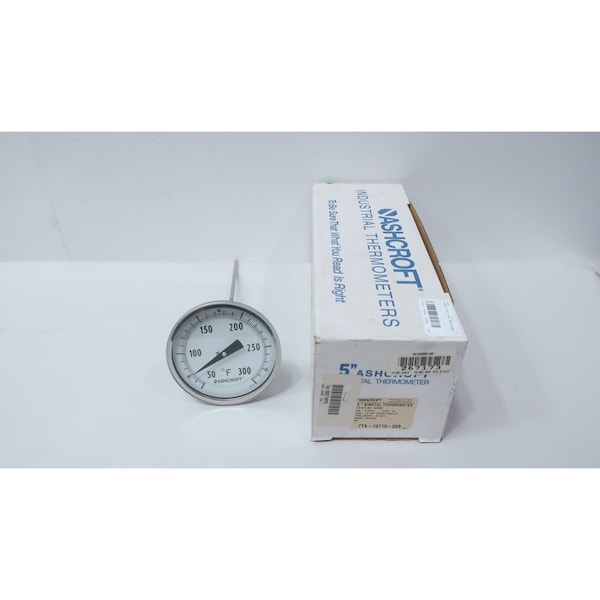 Ashcroft BIMETAL THERMOMETER 5IN 9IN 50-300F 1/2IN NPT 50 EI 60 E 090 50/300 - main