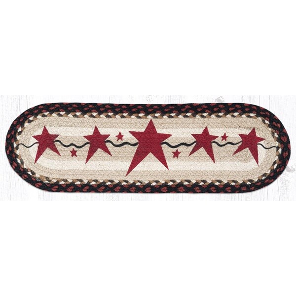 H2H 27 x 8.25 in. ST-OP-19 Primitive Stars Burgundy Oval Stair Tread Mat H22548513 - main