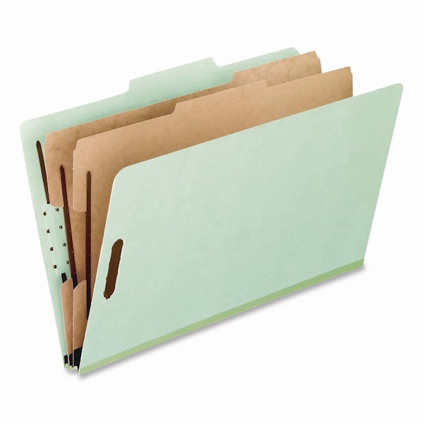 Pendaflex Pressboard Top Tab Folders, 2/5-Cut Tab, Exp 2.5", 2 Dividers, 6 Fasteners, Legal, Light Green, 10PK 17176EE - main