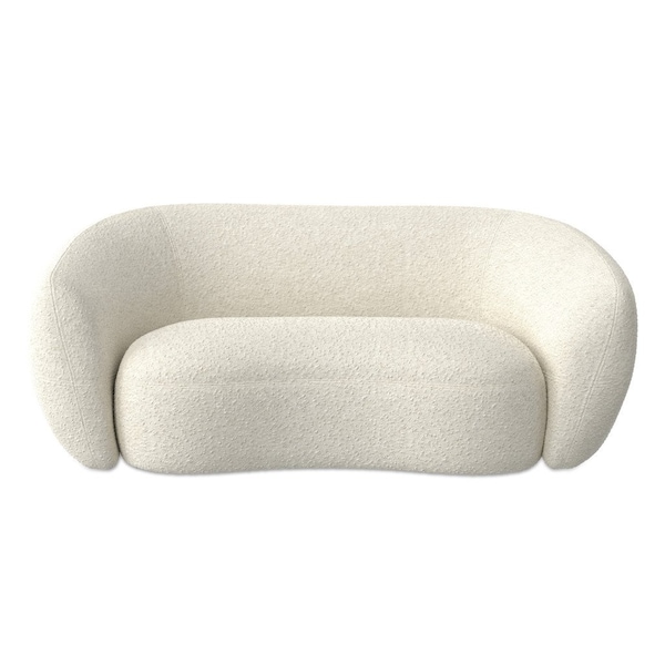 Homeroots 69" Cream Fabric Sofa With Walnut Legs 641001 - main