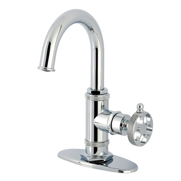 Kingston Brass One-Handle 1-Hole Bathroom Faucet with Knurled Handle, Deck Plate, and Push Pop-Up Drain KSD2211RKX - main