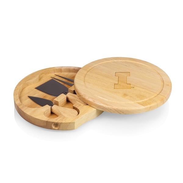 Picnic Time Family Of Brands NCAA Illinois Fighting Illini Brie Cheese Board and Knife Set - Charcuterie Board Set 878-00-505-213-0 - main