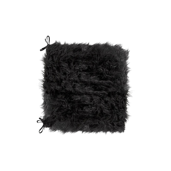 Homeroots Set of Two 16" X 2" Black Faux Fur Chair Pads 317274 - main