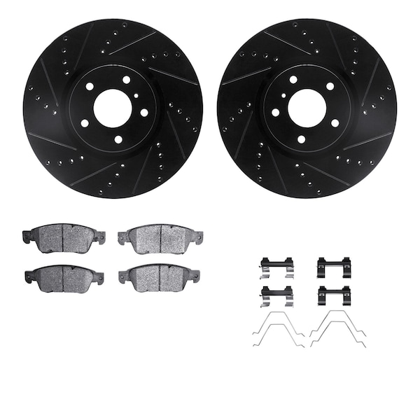 Dynamic Friction Co DFC Rotors-Drilled & Slotted-Black w/ EURO 5000 Ceramic Brake Pads Incl Hdw 8612-68004 - main