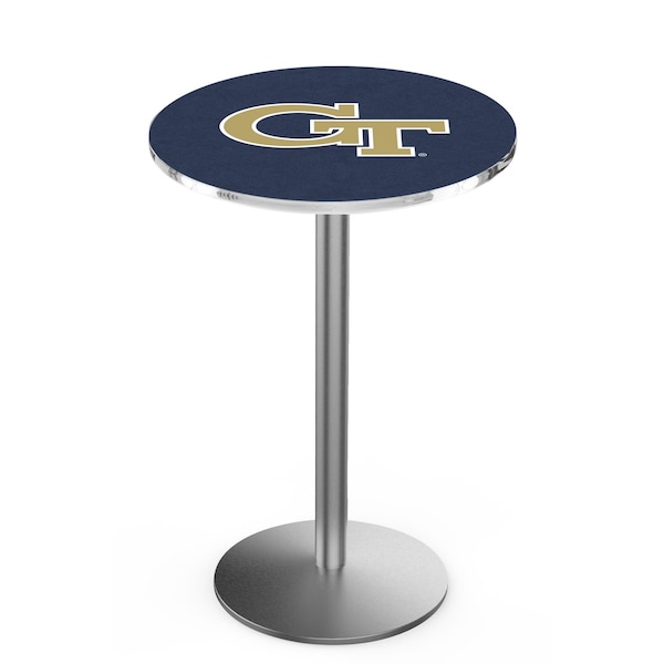 Holland Bar Stool Co 36" Stainless Steel Georgia Tech Pub Table, 36" dia. Top L214S3636GATech - main