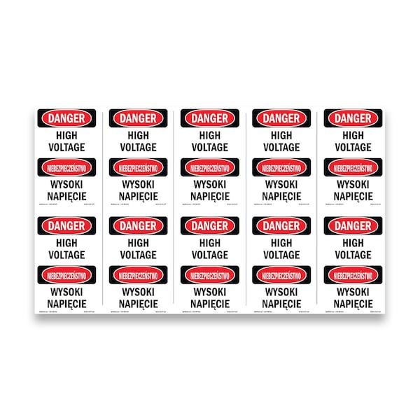Signmission OSHA Danger Sign, 5" Height, High Voltage Bilingual, DS-D-35-VP-1327-10PK OS-DS-D-35-VP-1327-10PK - main