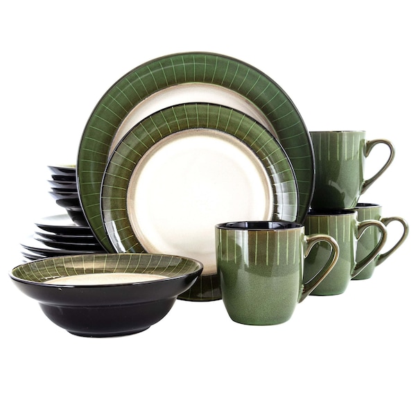 Elama Grand Jade 16 Piece Luxurious Stoneware Dinnerware with Complete Setting for 4, 16pc EL-GRANDJADE16 - main