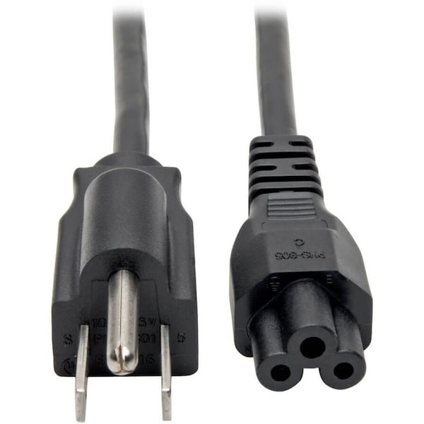 Eaton Tripp Lite Series 3-Slot Power Cord, NEMA 5-15P to C5 - Laptop/Notebook, 10A, 125V, 18 AWG, 3 ft. P013-003 - main
