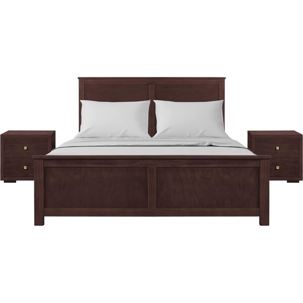Homeroots Three Piece Oak Solid Wood Bedroom Set 523714 - main