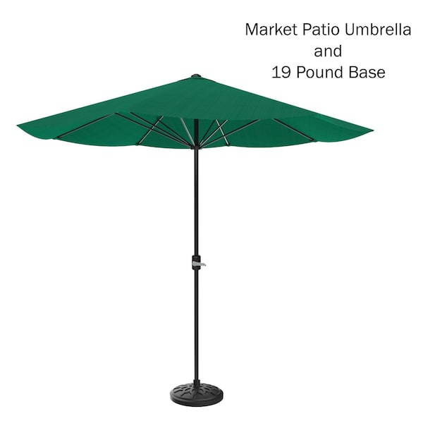 Pure Garden 9-Foot Patio Umbrella with Base, Hunter Green 50-LG1032B - main
