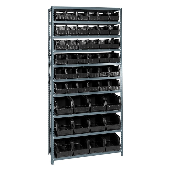 Quantum Storage Systems 10 SHELF OPEN UNIT W/48 BLACK BINS QSBU-230240BK - main