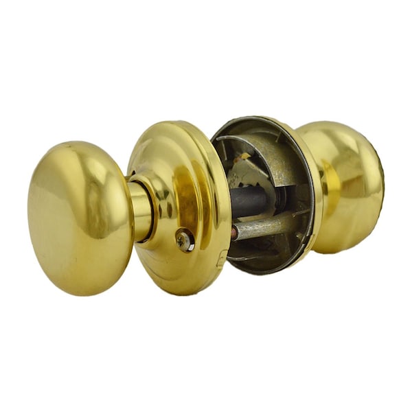 Kwikset Hancock Knob Vestibule Door Lock with New Chassis with 6AL Latch and RCS Strike Bright Brass Finish 750H-3 - main