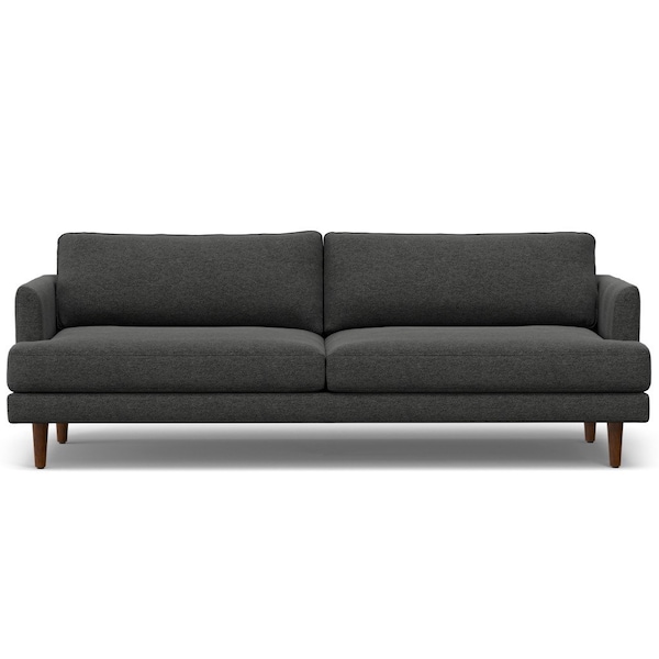 Homeroots 90" Gray Fabric Sofa With Brown Legs 640985 - main