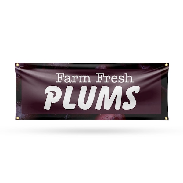 Signmission Farm Fresh Plums, 18 Inch x 48 Inch, Vinyl Banner B-30609 - main