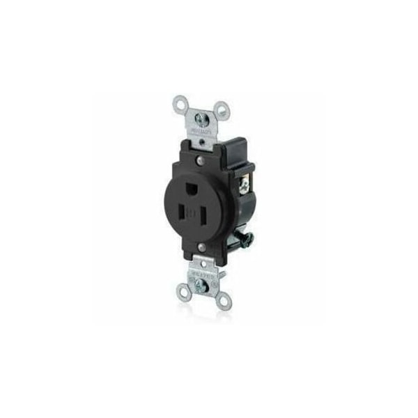 Leviton PlugsandReceptacles, 15A, 125VAC, Blk, Nylon T5015-E - main