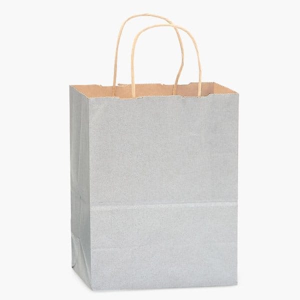 Nashville Wraps Metallic Silver Recycled Kraft Bag, Cub 8x4.75x10.5in, 25PK 24CTMS - main