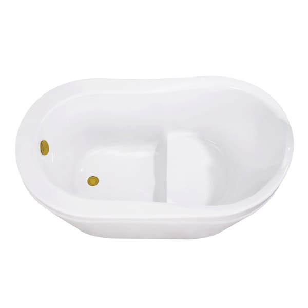 Kingston Brass 52-Inch Acrylic Oval Single Slipper Freestanding Tub with Overflow/Drain Assembly and Integral Seat VTRS523030M7 - main