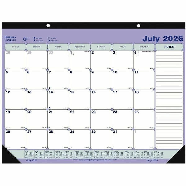 Blueline Academic 13-Month Desk Pad Calendar, 21.25 x 16, Black Headband, 13-Month (July to July): 2024-2025 CA181731 - main