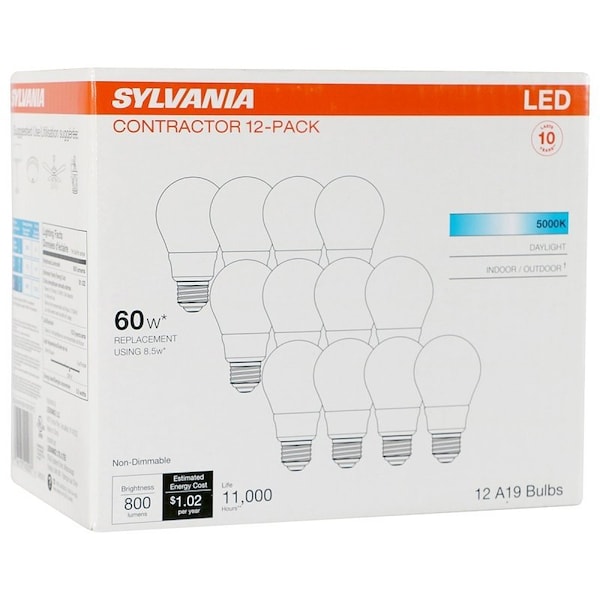 Sylvania LED Bulb, General Purpose, A19 Lamp, E26 Lamp Base, Frosted, 5000 K Color Temp 40203 - main
