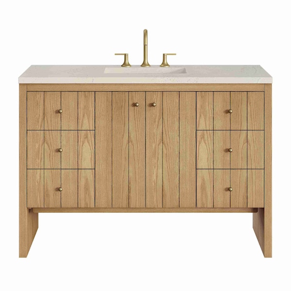 James Martin Vanities Hudson 48" Single Vanity, Light Natural Oak, w/ 3 CM Siberian Silestone Top 435-V48-LNO-3SFR - main
