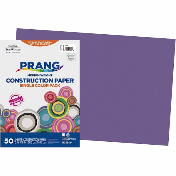 Sunworks Construction Paper, Purple, 50PK PAC7207 - main