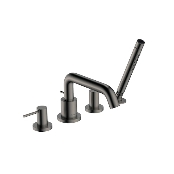 Hansgrohe Tecturis S 4-Hole Roman Tub Set Trim with 1.75 Handshower in Brushed Black Chrome 73442341 - main