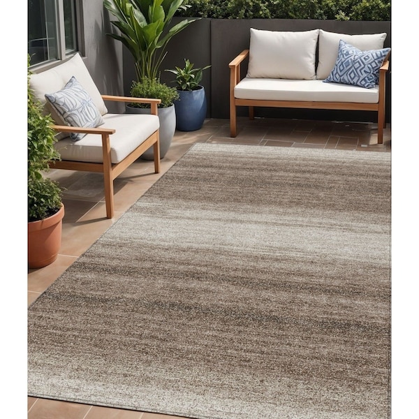 Homeroots 5' X 8' Brown And Beige Abstract Washable Indoor Outdoor Area Rug 599935 - main